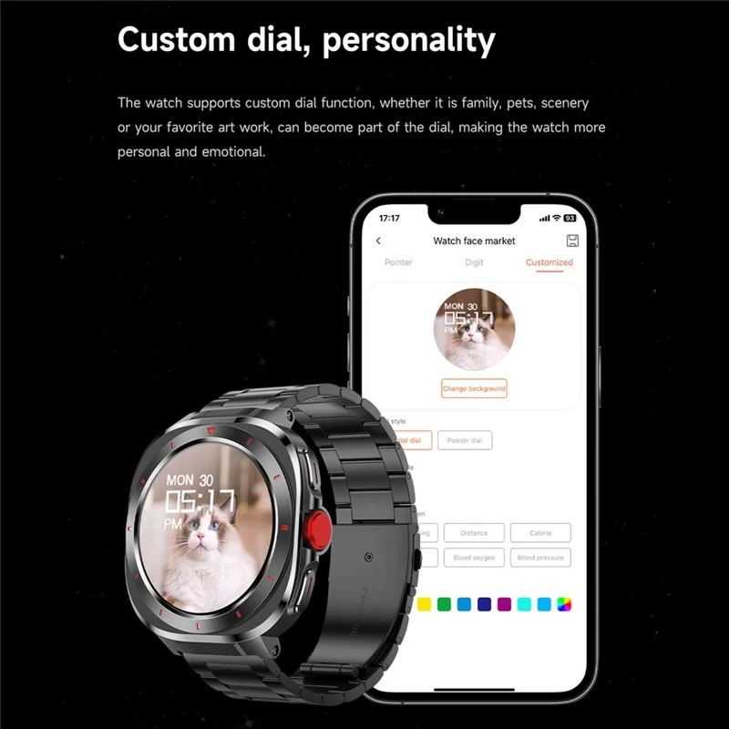 GE33 1,39 Zoll Smartwatch Bluetooth-kompatibel Anrufe Gesundheitsmonitor Sporttacker Armbanduhr