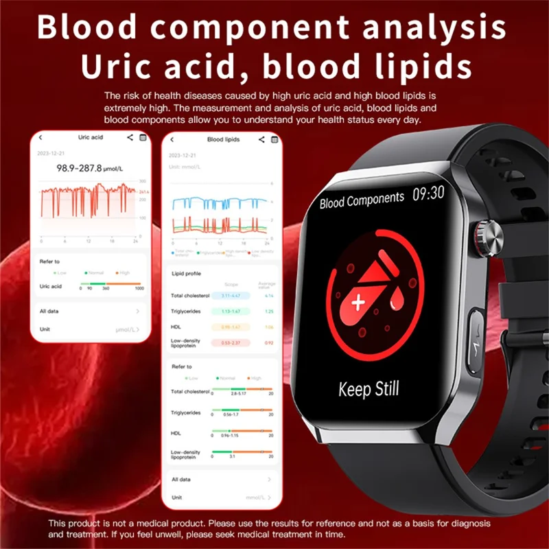 F700 Montre Connectée SOS ECG Moniteur de Santé Tracker de Sommeil et de Fitness pour iOS Android - Marron / Bracelet en Cuir