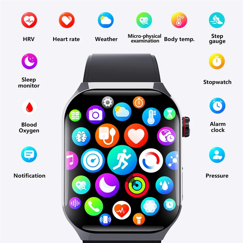 F700 Montre Connectée SOS ECG Moniteur de Santé Tracker de Sommeil et de Fitness pour iOS Android - Marron / Bracelet en Cuir