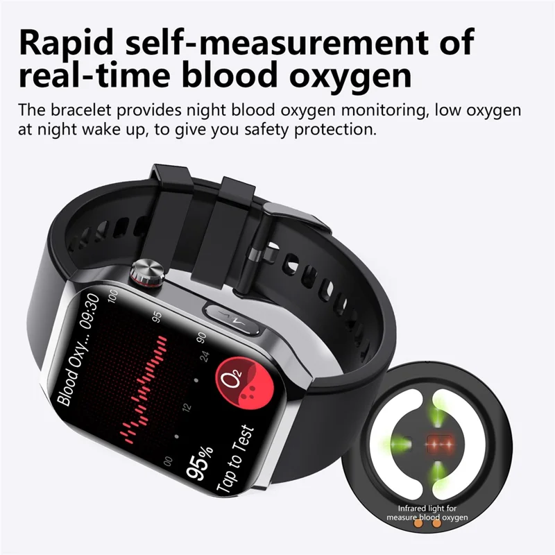 F700 Montre Connectée SOS ECG Moniteur de Santé Tracker de Sommeil et de Fitness pour iOS Android - Marron / Bracelet en Cuir