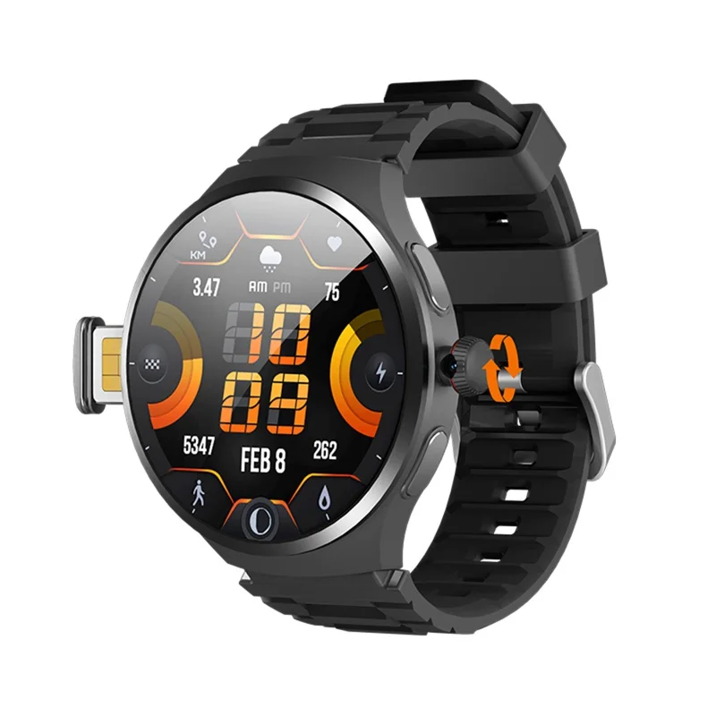 VP50 Montre Connectée 4G LTE Android avec Écran AMOLED de 1,75 Pouce, Moniteur de Fréquence Cardiaque et Tracker de Fitness, Stockage de 32 Go