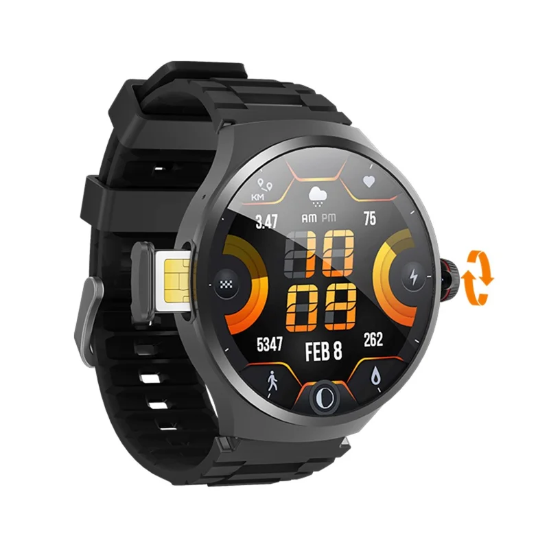 VP50 Montre Connectée 4G LTE Android avec Écran AMOLED de 1,75 Pouce, Moniteur de Fréquence Cardiaque et Tracker de Fitness, Stockage de 32 Go