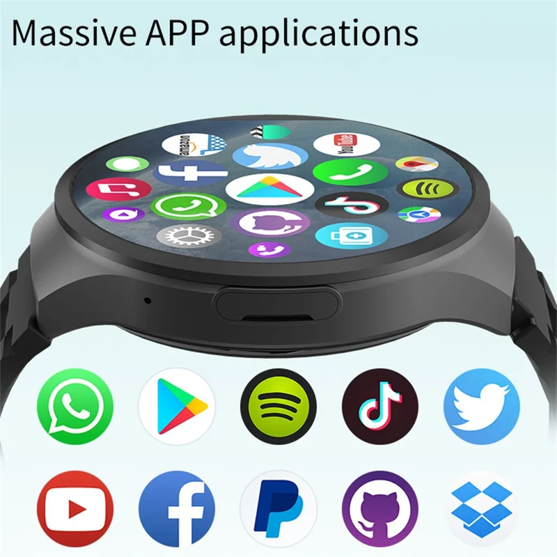 VP50 Montre Connectée 4G LTE Android avec Écran AMOLED de 1,75 Pouce, Moniteur de Fréquence Cardiaque et Tracker de Fitness, Stockage de 32 Go