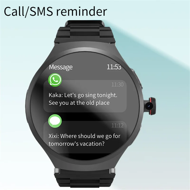 VP50 Montre Connectée 4G LTE Android avec Écran AMOLED de 1,75 Pouce, Moniteur de Fréquence Cardiaque et Tracker de Fitness, Stockage de 32 Go