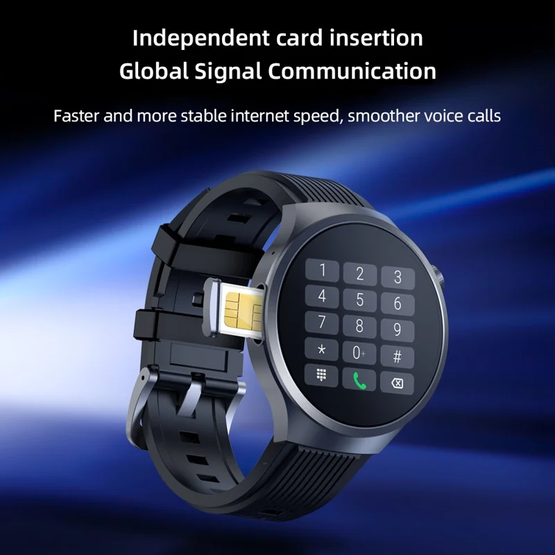 VP30 Android 4G LTE Smartwatch 1,75 Zoll AMOLED-Display 3GB+32GB Quad-Core-Prozessor Kamera Smart Watch - Schwarz