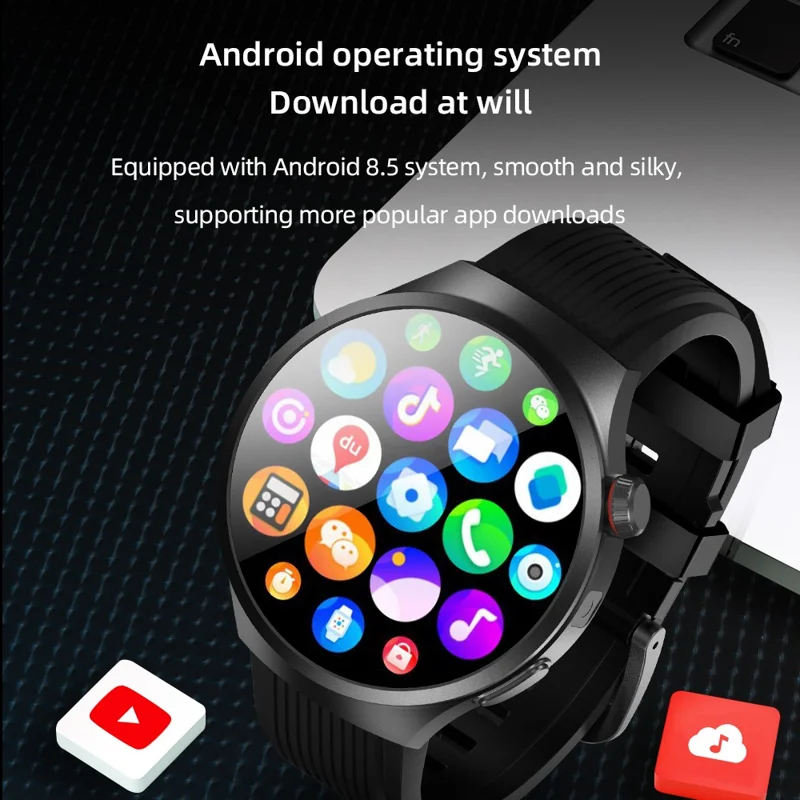 VP30 Android 4G LTE Smartwatch 1,75 Zoll AMOLED-Display 3GB+32GB Quad-Core-Prozessor Kamera Smart Watch - Schwarz