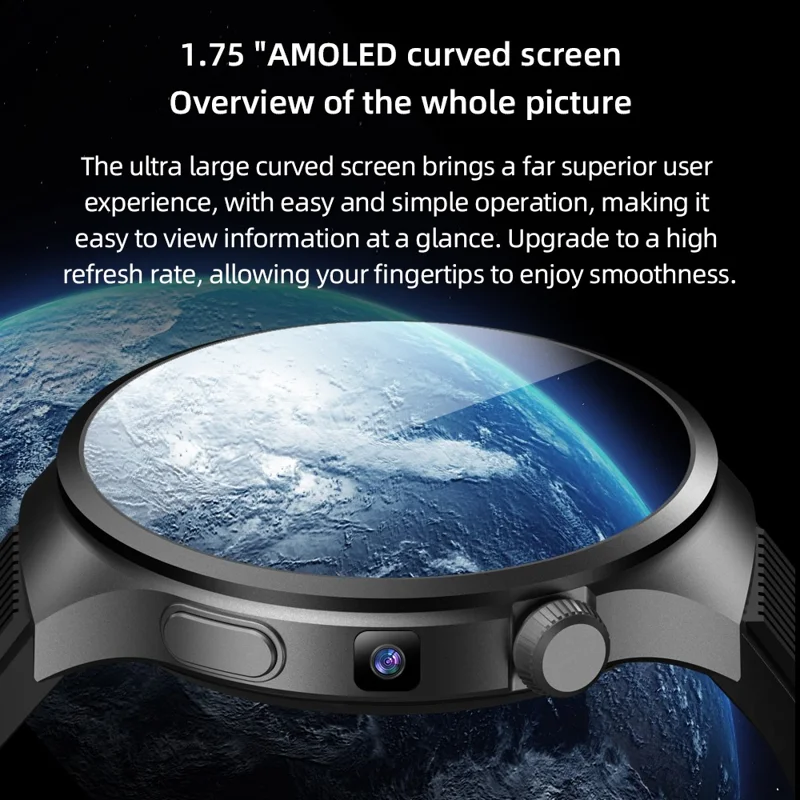 VP30 Android 4G LTE Smartwatch 1,75 Zoll AMOLED-Display 3GB+32GB Quad-Core-Prozessor Kamera Smart Watch - Schwarz