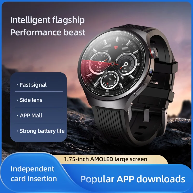 VP30 Android 4G LTE Smartwatch 1.75 Inch AMOLED Display 3GB+32GB Quad-Core Processor Camera Smart Watch - Red