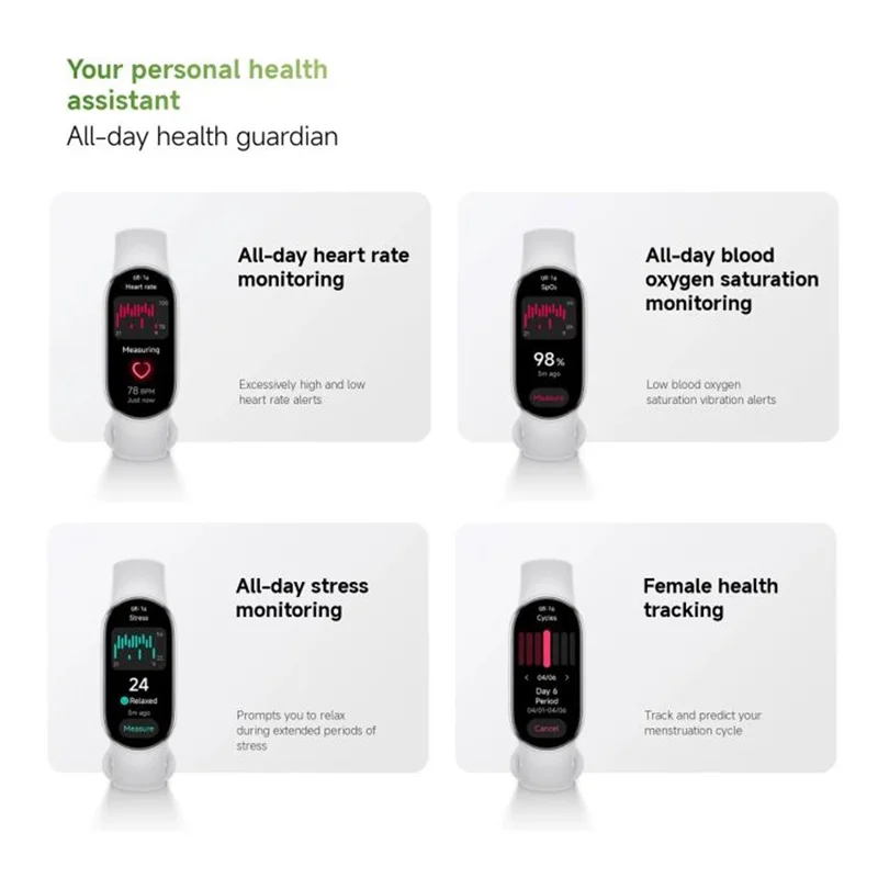 XIAOMI Smart Band 10 Tela AMOLED de 1,72 Polegadas Rastreador de Fitness à Prova d'Água 5ATM Monitor de Frequência Cardíaca Pulseira (M2457B1) - Prata