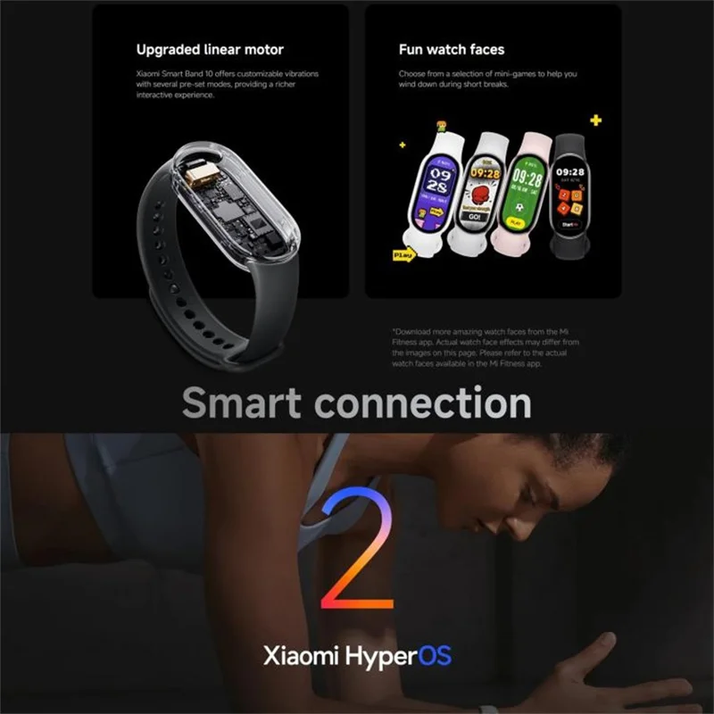 XIAOMI Smart Band 10 Tela AMOLED de 1,72 Polegadas Rastreador de Fitness à Prova d'Água 5ATM Monitor de Frequência Cardíaca Pulseira (M2457B1) - Prata