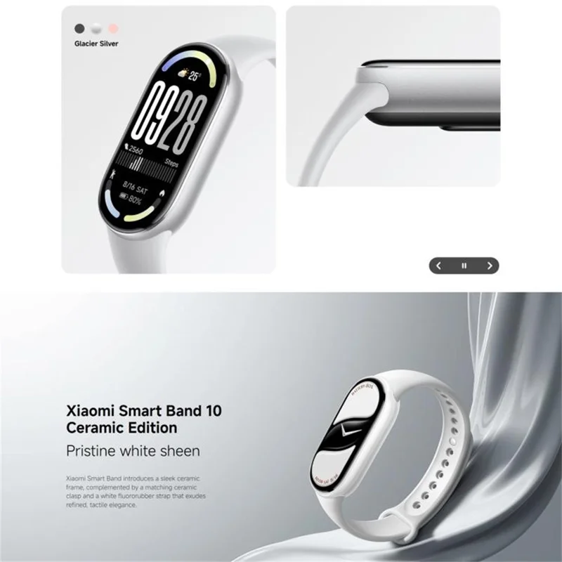 XIAOMI Smart Band 10 Tela AMOLED de 1,72 Polegadas Rastreador de Fitness à Prova d'Água 5ATM Monitor de Frequência Cardíaca Pulseira (M2457B1) - Prata