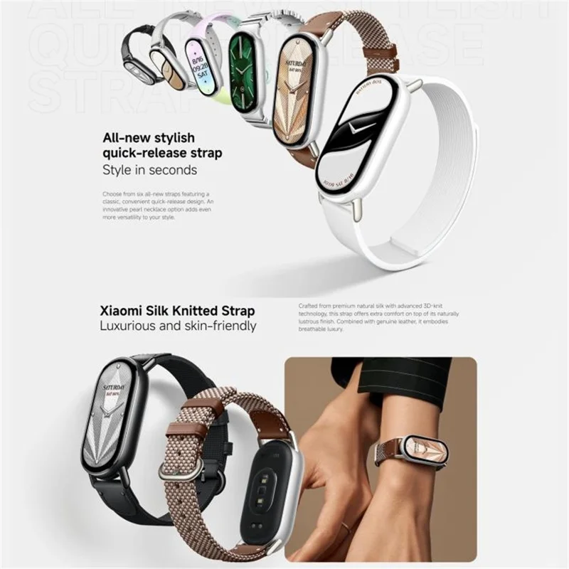 XIAOMI Smart Band 10 Tela AMOLED de 1,72 Polegadas Rastreador de Fitness à Prova d'Água 5ATM Monitor de Frequência Cardíaca Pulseira (M2457B1) - Prata