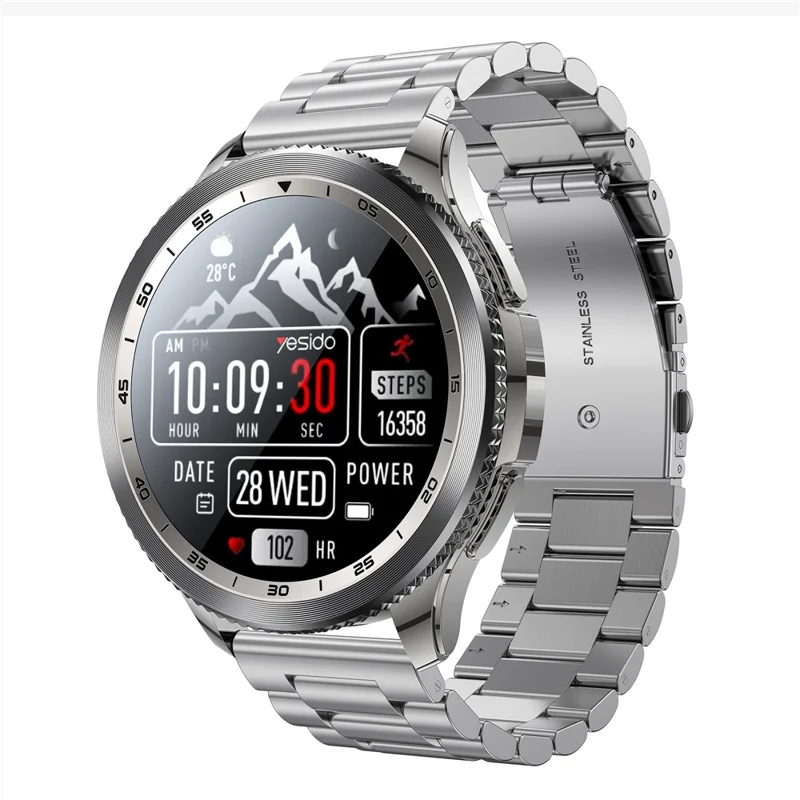 YESIDO IO34 Montre connectée en métal avec écran AMOLED Tracker d'activité Surveillance du rythme cardiaque Montre de sport
