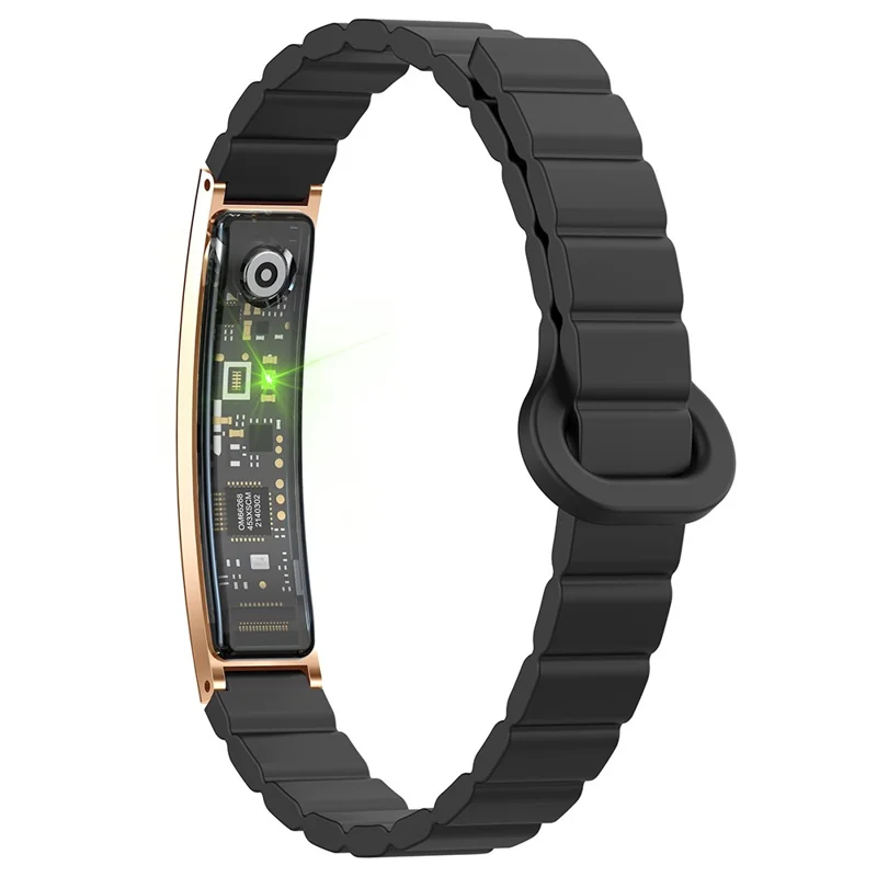 B3 Bracelet Intelligent Étanche et Fin pour Femmes, Moniteur de Santé et Tracker de Fitness, Bracelet en Silicone - Or+Noir