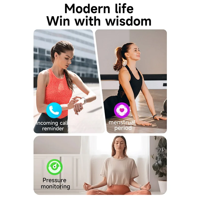 B3 Waterproof Slim Bracelet Smart Wristband for Women Health Monitor Fitness Tracker, Silicone Strap - Silver+Grey