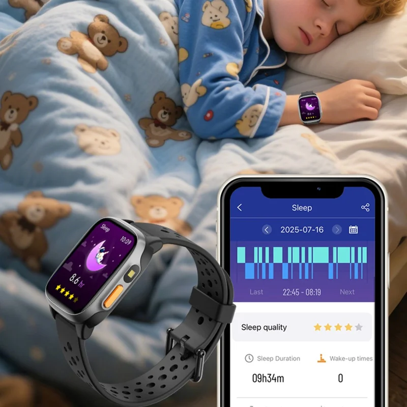W97 Kinder Lern-Smartwatch Fitness-Tracker mit über 100 Sportmodi - Schwarz