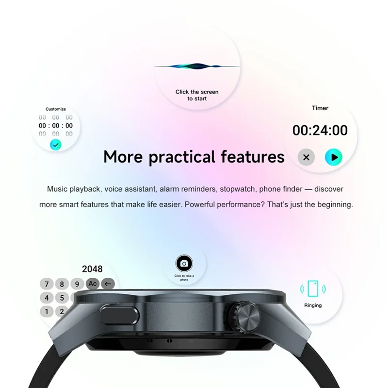 C10 Smartwatch da 1,53 pollici con GPS, Monitoraggio della Salute, Chiamate Bluetooth e Fitness - Nero