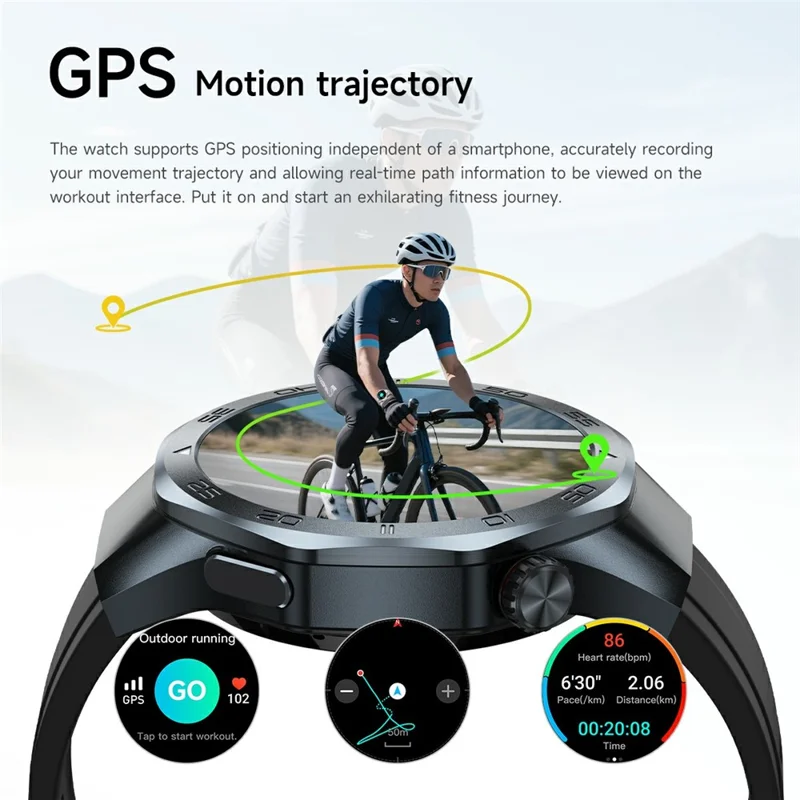 C10 Smartwatch da 1,53 pollici con GPS, Monitoraggio della Salute, Chiamate Bluetooth e Fitness - Nero