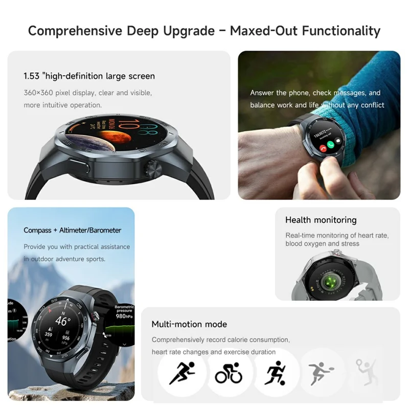 Relógio Inteligente C10 de 1,53 Polegadas com GPS, Monitoramento de Saúde, Chamadas Bluetooth e Acompanhamento de Fitness - Prata