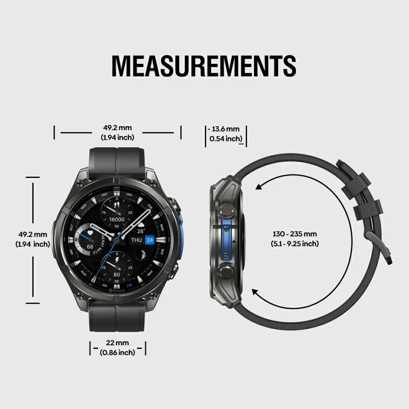 ZEBLAZE Vibe 8 Smartwatch da 1,43 pollici per Monitoraggio della Salute, Chiamate Bluetooth, Orologio Sportivo da Esterno con Torcia - Nero