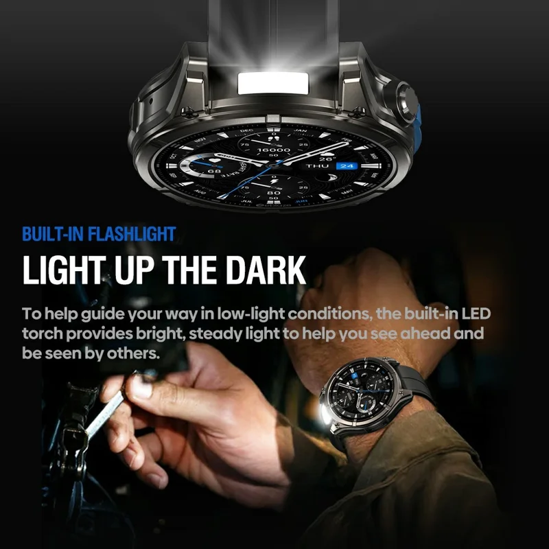 ZEBLAZE Vibe 8 Smartwatch da 1,43 pollici per Monitoraggio della Salute, Chiamate Bluetooth, Orologio Sportivo da Esterno con Torcia - Nero