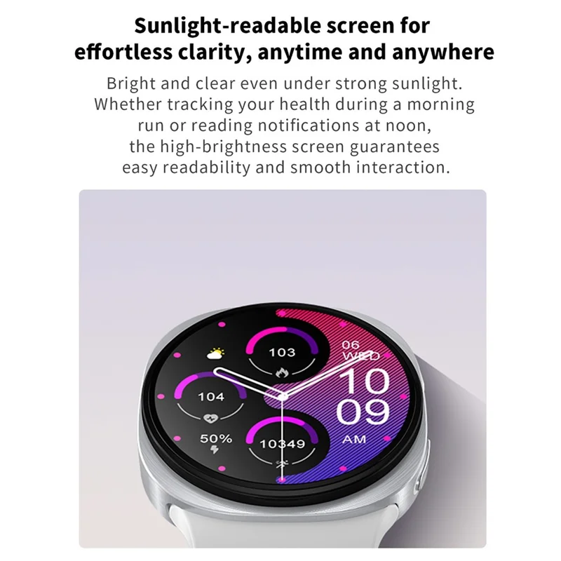 Smartwatch con schermo rotondo HD8mini Bluetooth compatibile per chiamate, Fitness Tracker e Monitoraggio della Salute - Bianco
