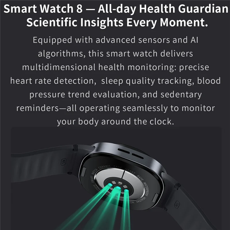 Smartwatch con schermo rotondo HD8mini Bluetooth compatibile per chiamate, Fitness Tracker e Monitoraggio della Salute - Bianco