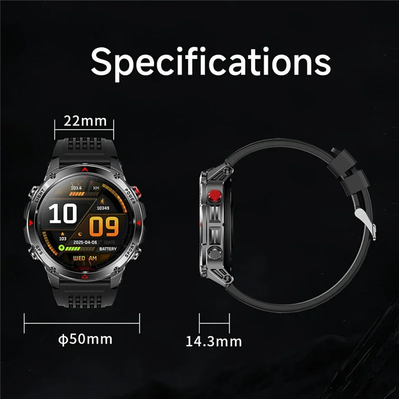 HT37 Bluetooth-compatibele Smartwatch Waterdichte Fitnesstracker met Bloeddrukmeter / Hartslagmeter - Zwart