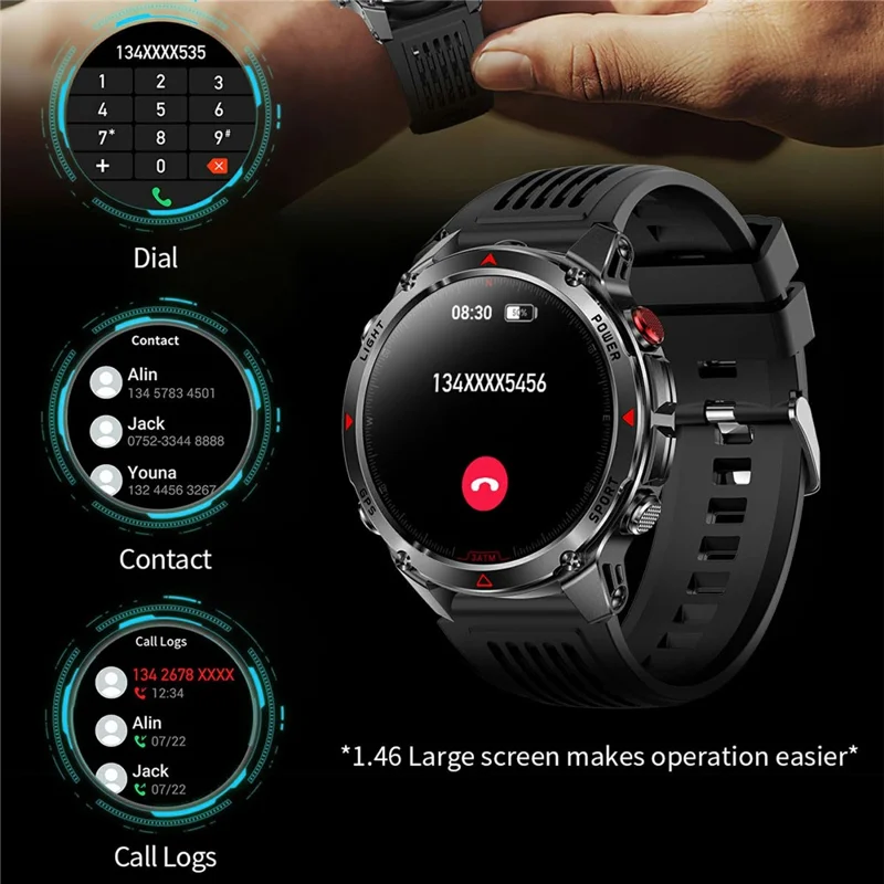 HT37 Bluetooth-compatibele Smartwatch Waterdichte Fitnesstracker met Bloeddrukmeter / Hartslagmeter - Zwart