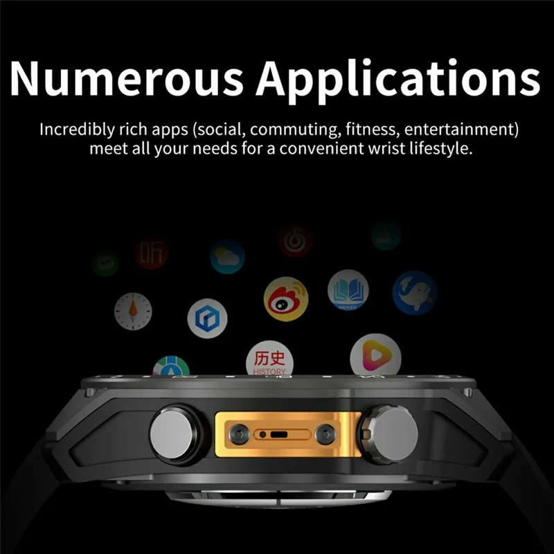 HD300pro 1,43 inch AMOLED scherm Smart Sport Horloge Fitness Tracker met 5 Satelliet Positionering Offline Kaart Navigatie - Zwart