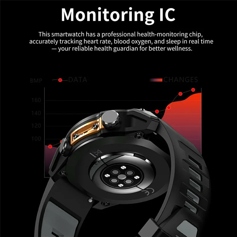 HD300pro 1,43 inch AMOLED scherm Smart Sport Horloge Fitness Tracker met 5 Satelliet Positionering Offline Kaart Navigatie - Zwart