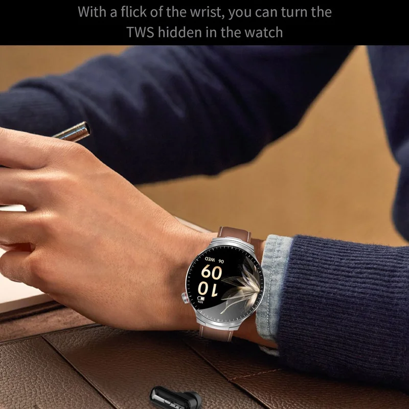 T100 Health Monitoring Bluetooth-compatible Call Sports Wristwatch 2 in 1 TWS Earbuds Smart Watch - Black