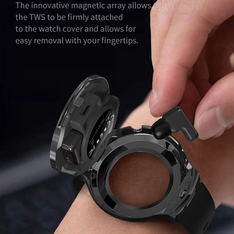 T100 Health Monitoring Bluetooth-compatible Call Sports Wristwatch 2 in 1 TWS Earbuds Smart Watch - Black