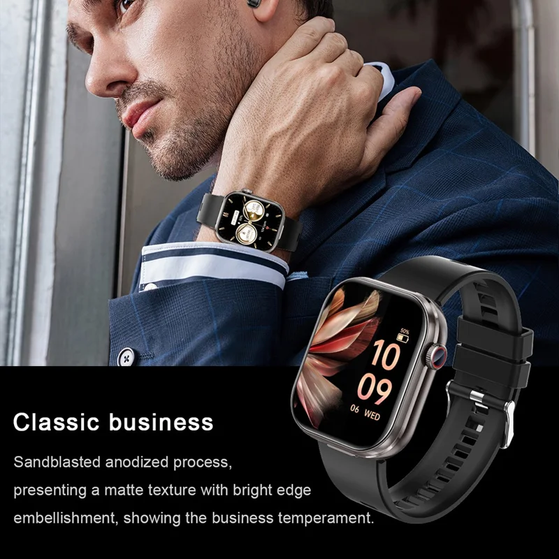 T99 Smart Watch 2 in 1 TWS Earbuds Bluetooth-compatible Call Heart Rate Blood Pressure Monitor Wristwatch - Black