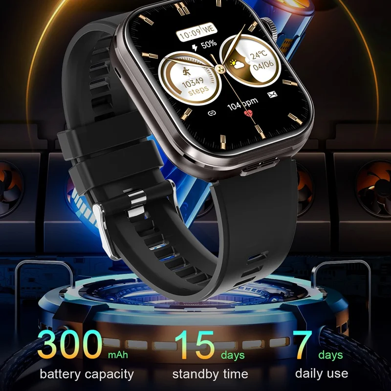 T99 Smart Watch 2 in 1 TWS Earbuds Bluetooth-compatible Call Heart Rate Blood Pressure Monitor Wristwatch - Black