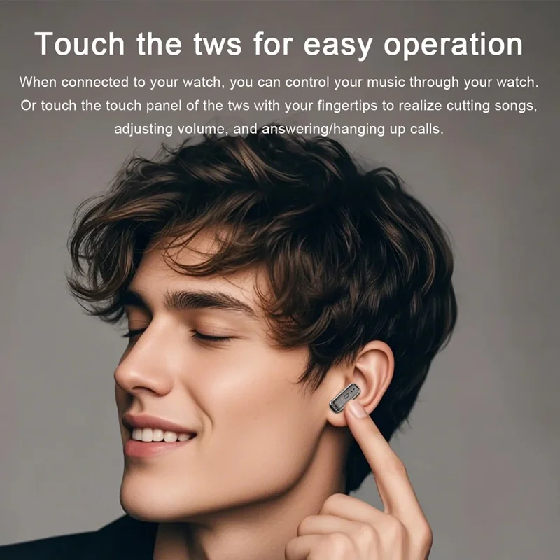 T99 Smart Watch 2 in 1 TWS Earbuds Bluetooth-compatible Call Heart Rate Blood Pressure Monitor Wristwatch - Black