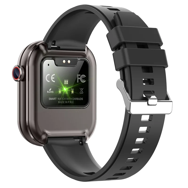 T99 Smart Watch 2 in 1 TWS Earbuds Bluetooth-compatible Call Heart Rate Blood Pressure Monitor Wristwatch - Black