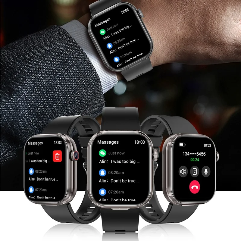 T99 Smart Watch 2 in 1 TWS Earbuds Bluetooth-compatible Call Heart Rate Blood Pressure Monitor Wristwatch - Black