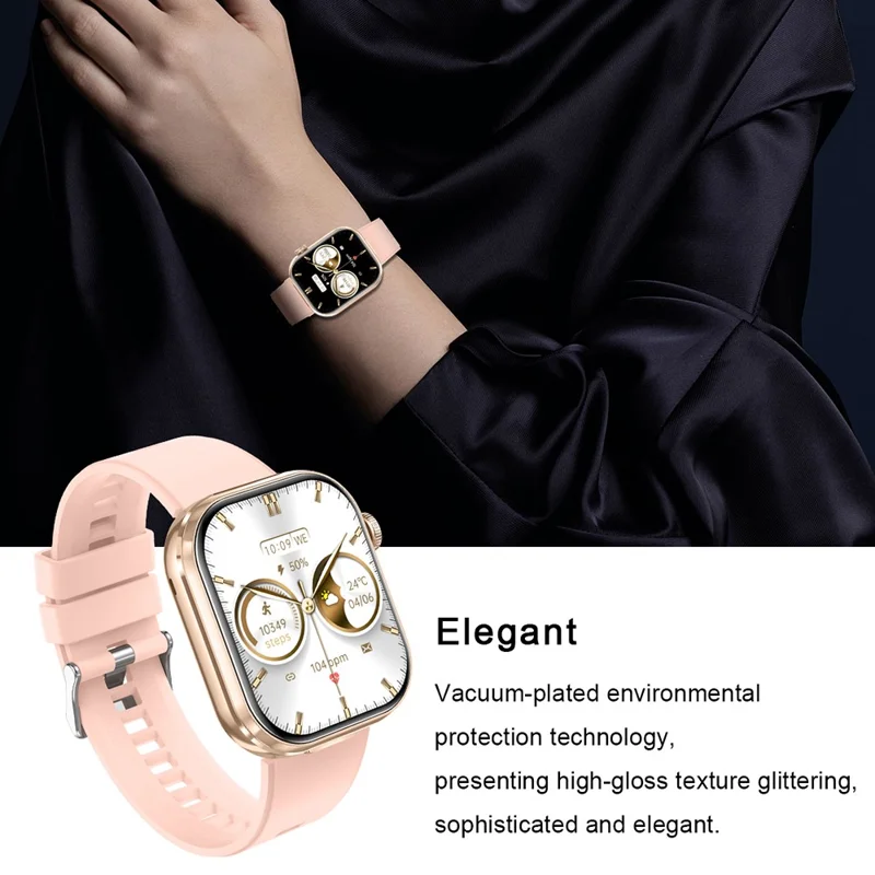 T99 Smart Watch 2 in 1 TWS Earbuds Bluetooth-compatible Call Heart Rate Blood Pressure Monitor Wristwatch - Gold+Pink