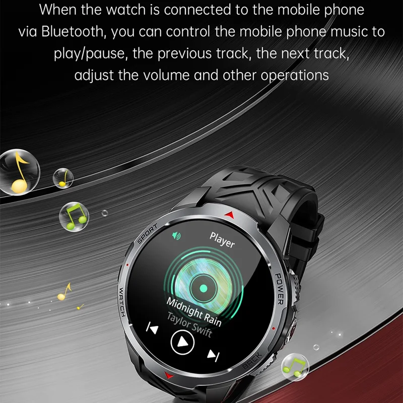 KT88 Smart Watch 1.7 Inch Screen with Compass Flashlight Sports Tracking Call Music for Outdoor Activities - Silver