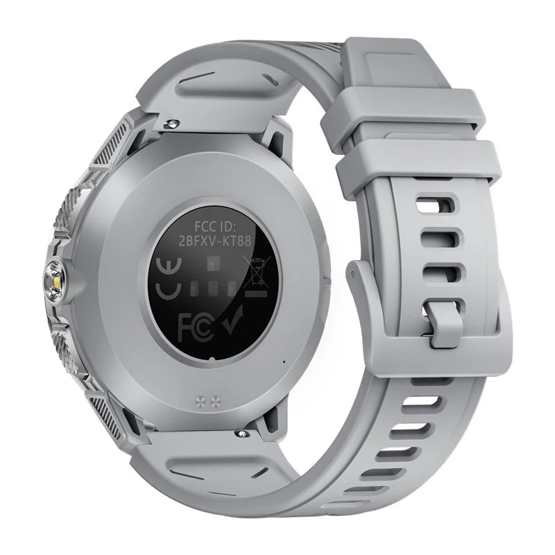 KT88 Smart Watch 1.7 Inch Screen with Compass Flashlight Sports Tracking Call Music for Outdoor Activities - Silver