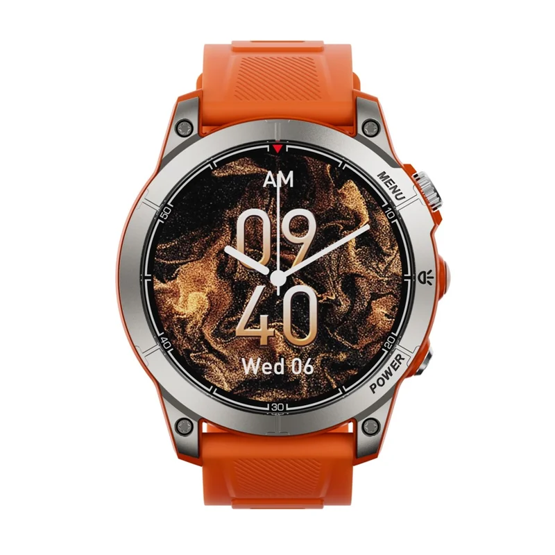 Montre connectée de sport outdoor AW45 de 1,39 pouces, compatible Bluetooth, surveillance de la santé, boussole et lampe de poche LED - Orange