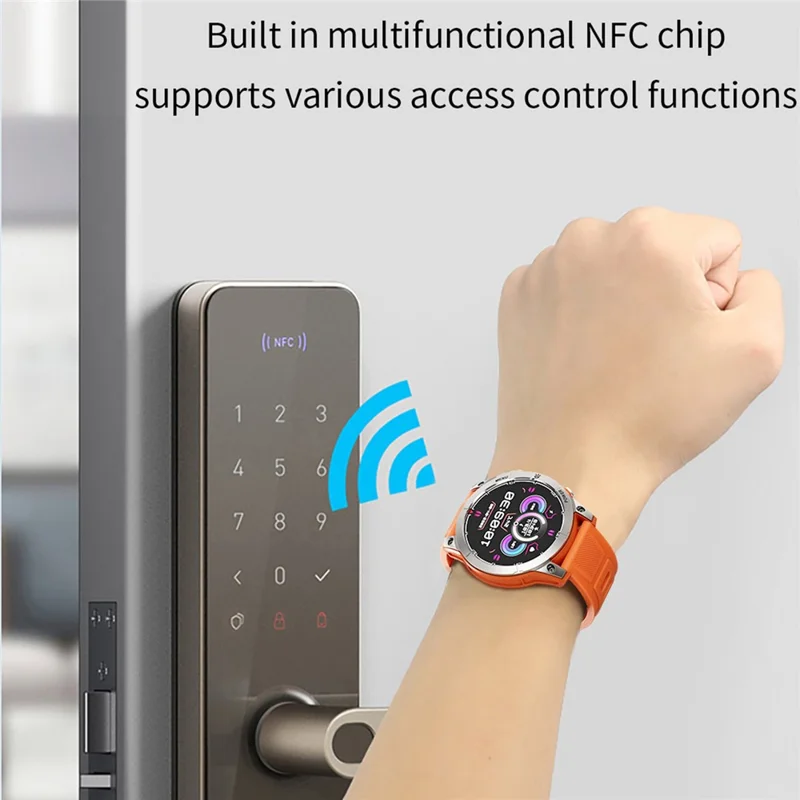 Montre connectée de sport outdoor AW45 de 1,39 pouces, compatible Bluetooth, surveillance de la santé, boussole et lampe de poche LED - Orange