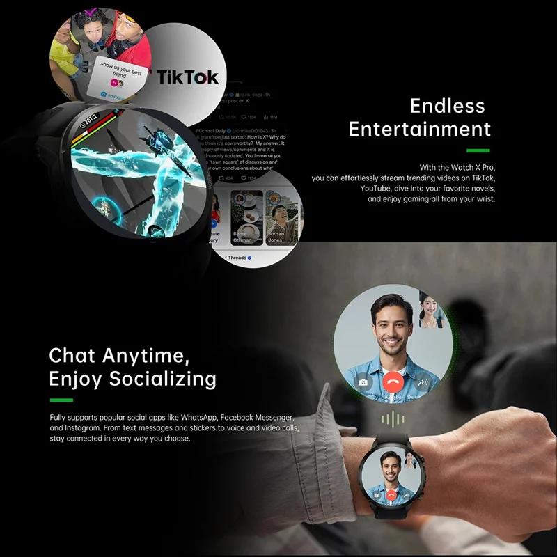 BLACK SHARK X Pro Smartwatch 1,75 inch AMOLED-display Fitnesswatch IP6X Waterdicht