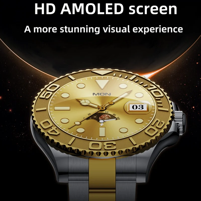 AW46 1.32 Inch AMOLED HD Screen Smart Watch Bluetooth-compatible Call Health Monitoring Fitness Tracker - Gold