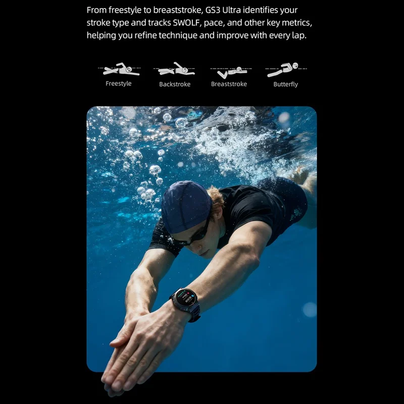 BLACK SHARK GS3 Ultra 1,43 Zoll AMOLED-Bildschirm Smartwatch 160+ Sportmodi Gesundheitsüberwachung Armbanduhr (Overseas Version) - Schwarz