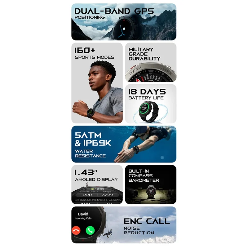 BLACK SHARK GS3 Ultra 1,43 Zoll AMOLED-Bildschirm Smartwatch 160+ Sportmodi Gesundheitsüberwachung Armbanduhr (Overseas Version) - Schwarz