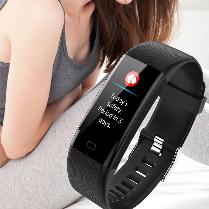 سوار الذكية F71 لقياس ضغط الدم ومعدل ضربات القلب ودرجة الحرارة وقياس نبض الأكسجين وعداد الخطى ومتتبع اللياقة - أسود