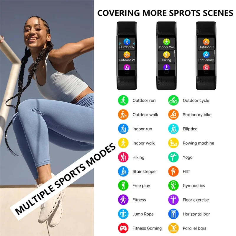 سوار الذكية F71 لقياس ضغط الدم ومعدل ضربات القلب ودرجة الحرارة وقياس نبض الأكسجين وعداد الخطى ومتتبع اللياقة - أسود