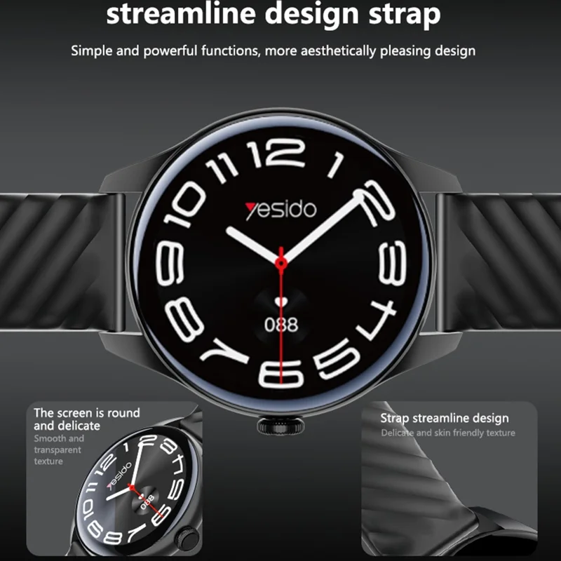 YESIDO IO43 Smart Watch 1.53 Inch HD Display Health Tracker with Heart Rate Monitor  /  Call Function  /  Music Control
